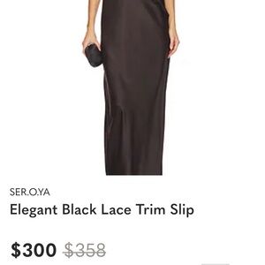 SER.O.YA Black Satin Maxi Slip Skirt